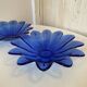 Set of 2 small plates fruit cup in the shape of a daisy/blue flower - pocket tray / ashtray