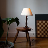 Modernist walnut wood table lamp - 70s
