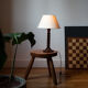 Modernist walnut wood table lamp - 70s
