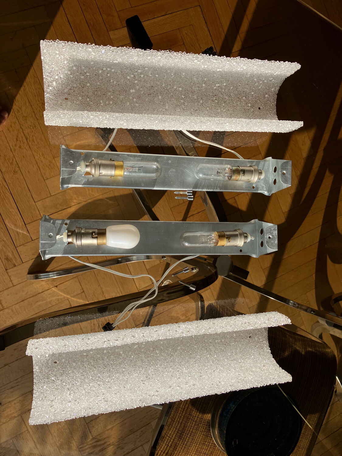 Vintage perspex wall lights