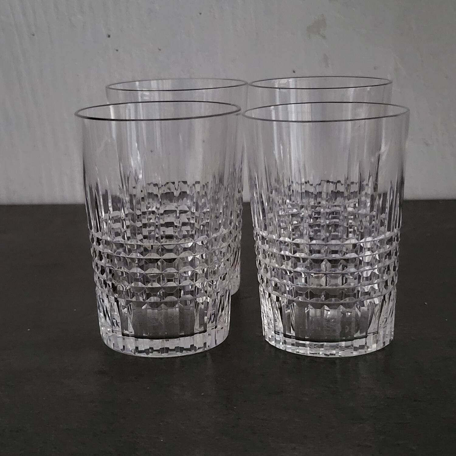 4 vintage crystal tumblers from Baccarat, model Nancy.