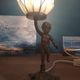 Bedside lamp angel left flower lotus mother-of-pearl base cast iron patinated brass