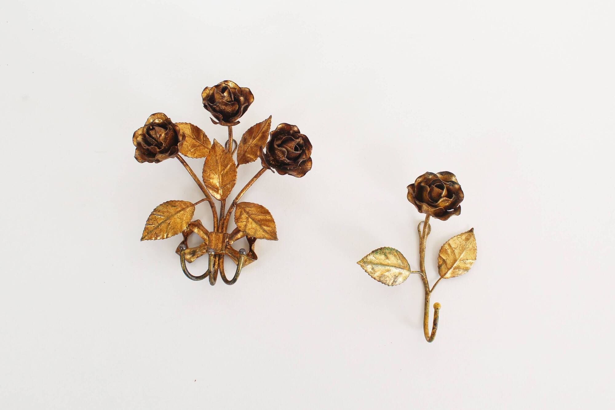 Set of 2 Original 1950's Italian gilt Toleware coat hangers