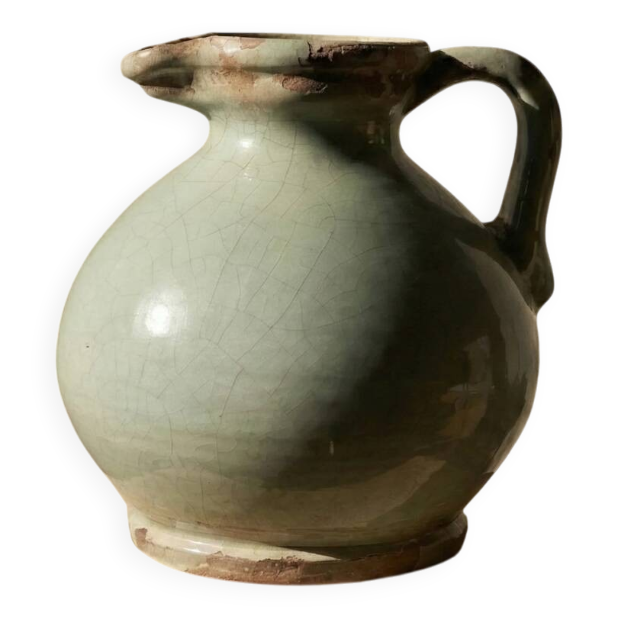 Large Antique Pottery Seljuk Style - Cracked Celadon Glaze - Art