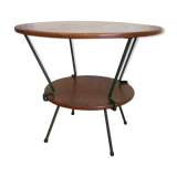 Round coffee table solid wood and vintage metal