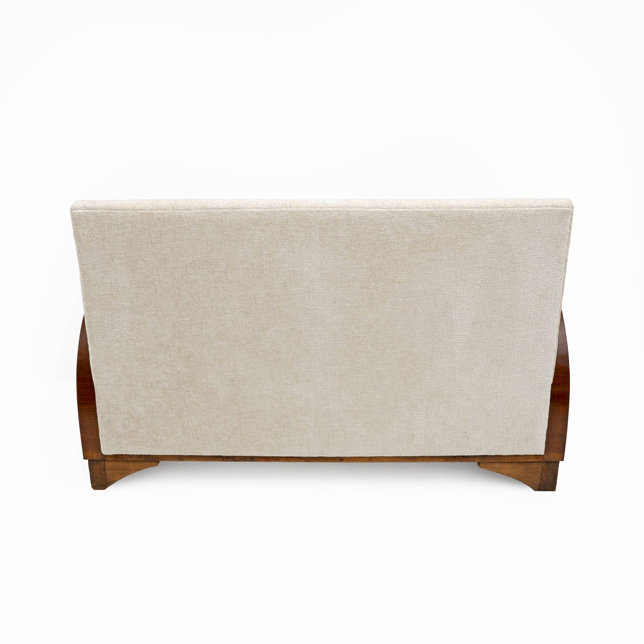 Art Deco Bouclè and Walnut Loveseat, Italy, 1930s