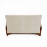 Art Deco Bouclè and Walnut Loveseat, Italy, 1930s