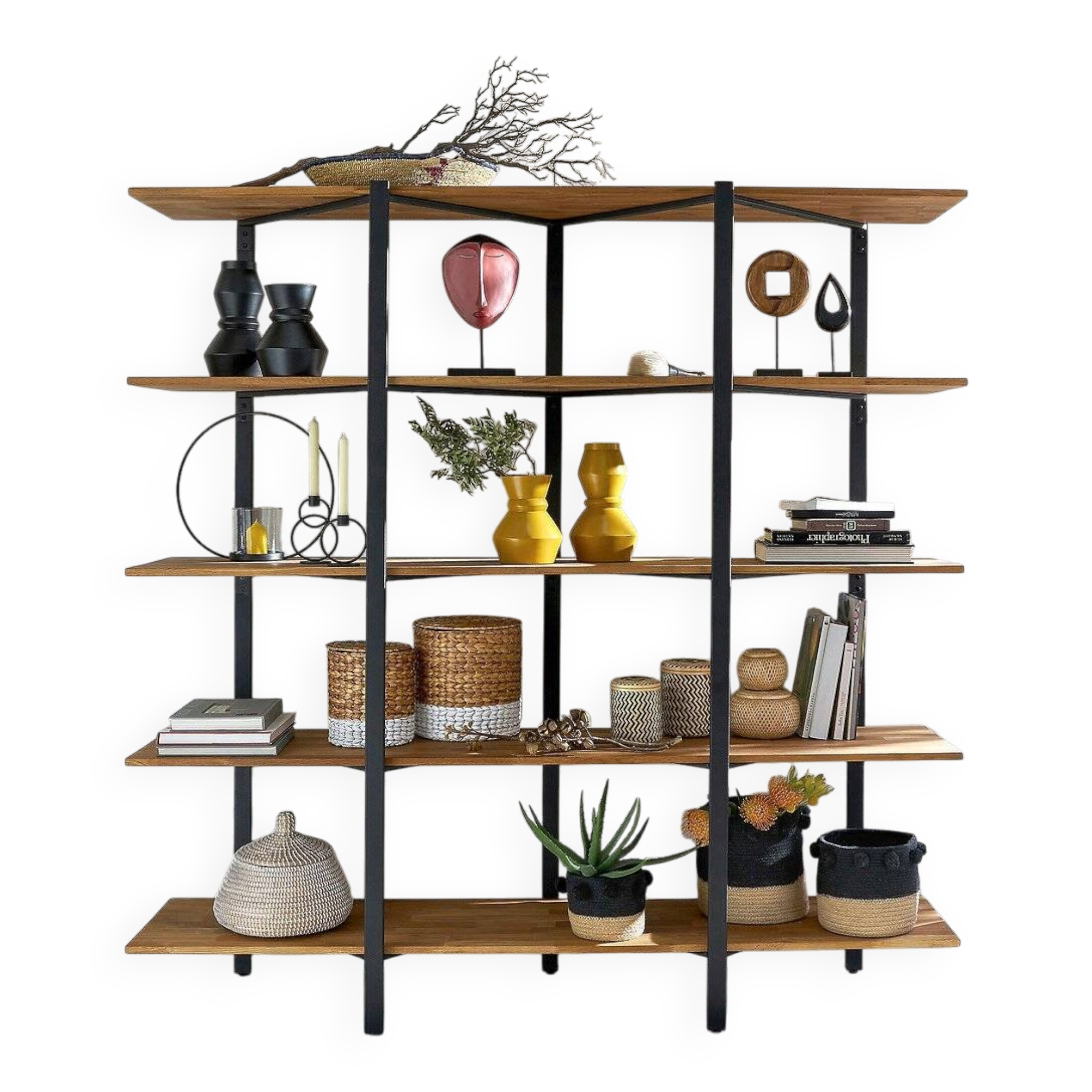 HIBA Library - La Redoute Interiors - Solid oak & black steel