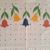 Nappe rectangulaire motifs tulipes pur coton vintage