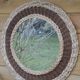 Round woven rattan mirror with rope from the 1970s.