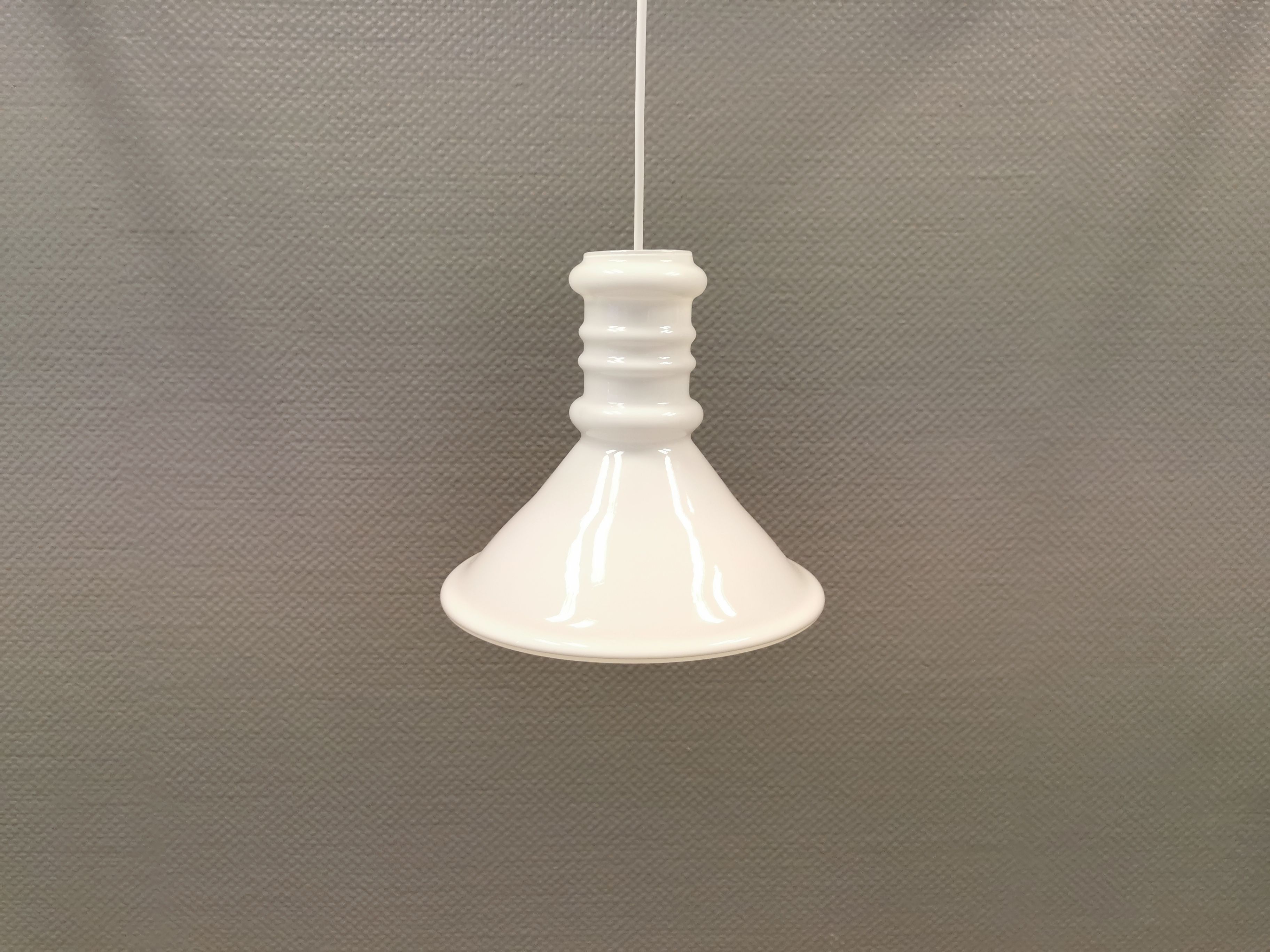 Older glass hanging lamp from Danish Holmegaard, model Apoteker lamp from the 1980s.