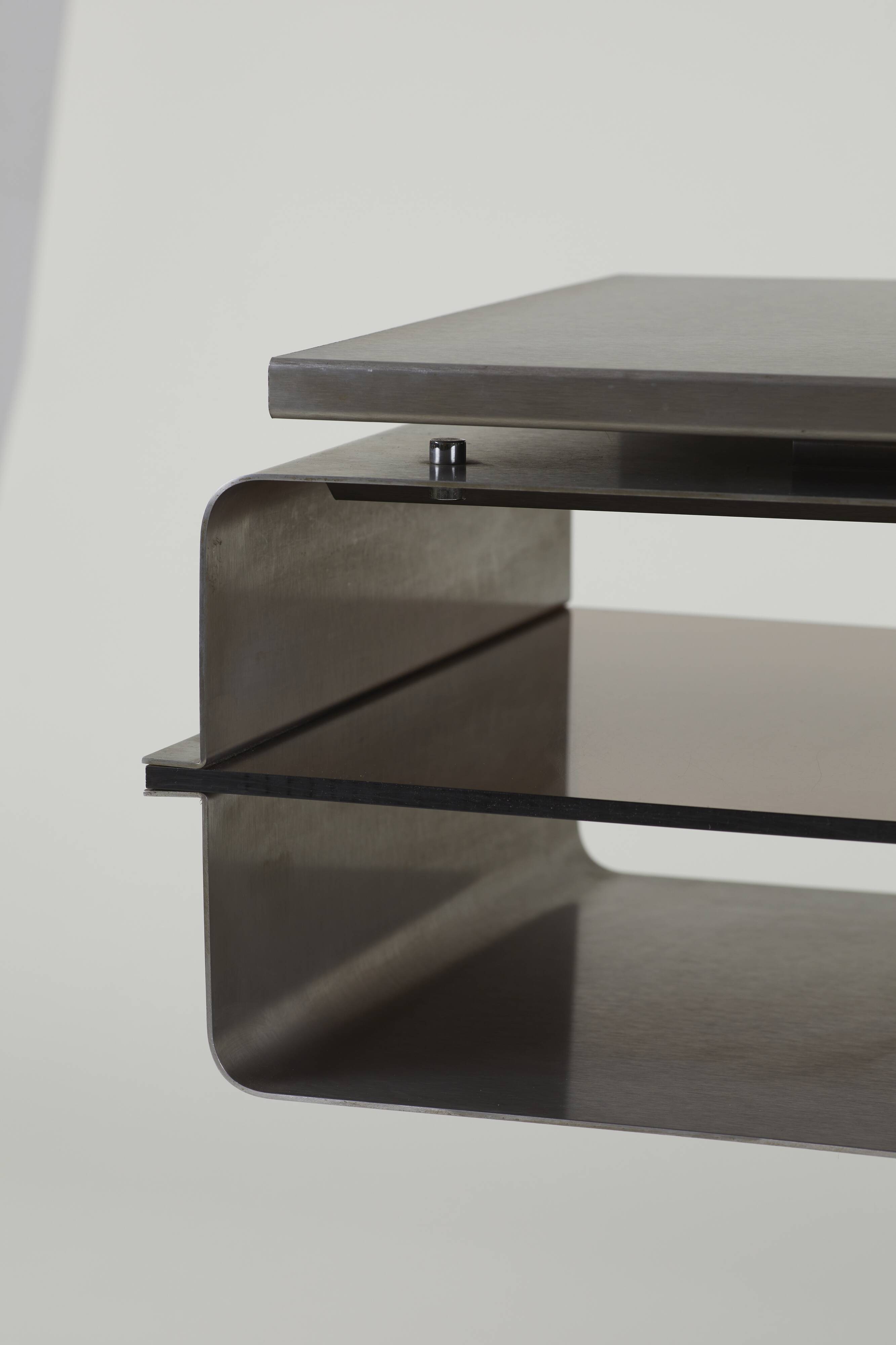 Stainless steel TV cabinet designed by François Monnet for Kappa / Uginox vintage Space Age circa 1970