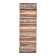 1970s  Turkish Oushak Handmade Wool Cotton Orange Runner Rug 125x376