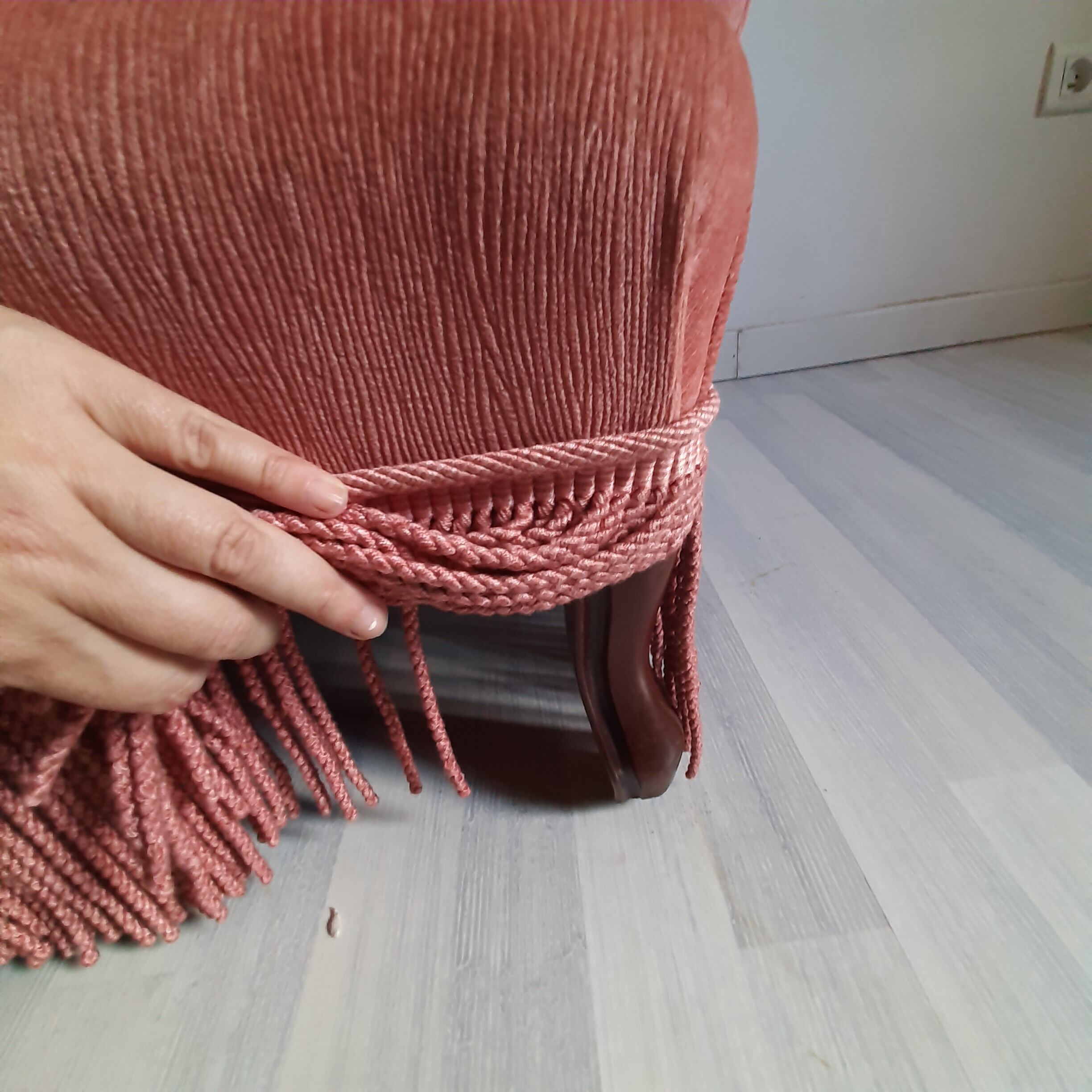 Sofa bench velvet peach