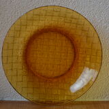 Lot de 4 assiettes en verre ambré graphique