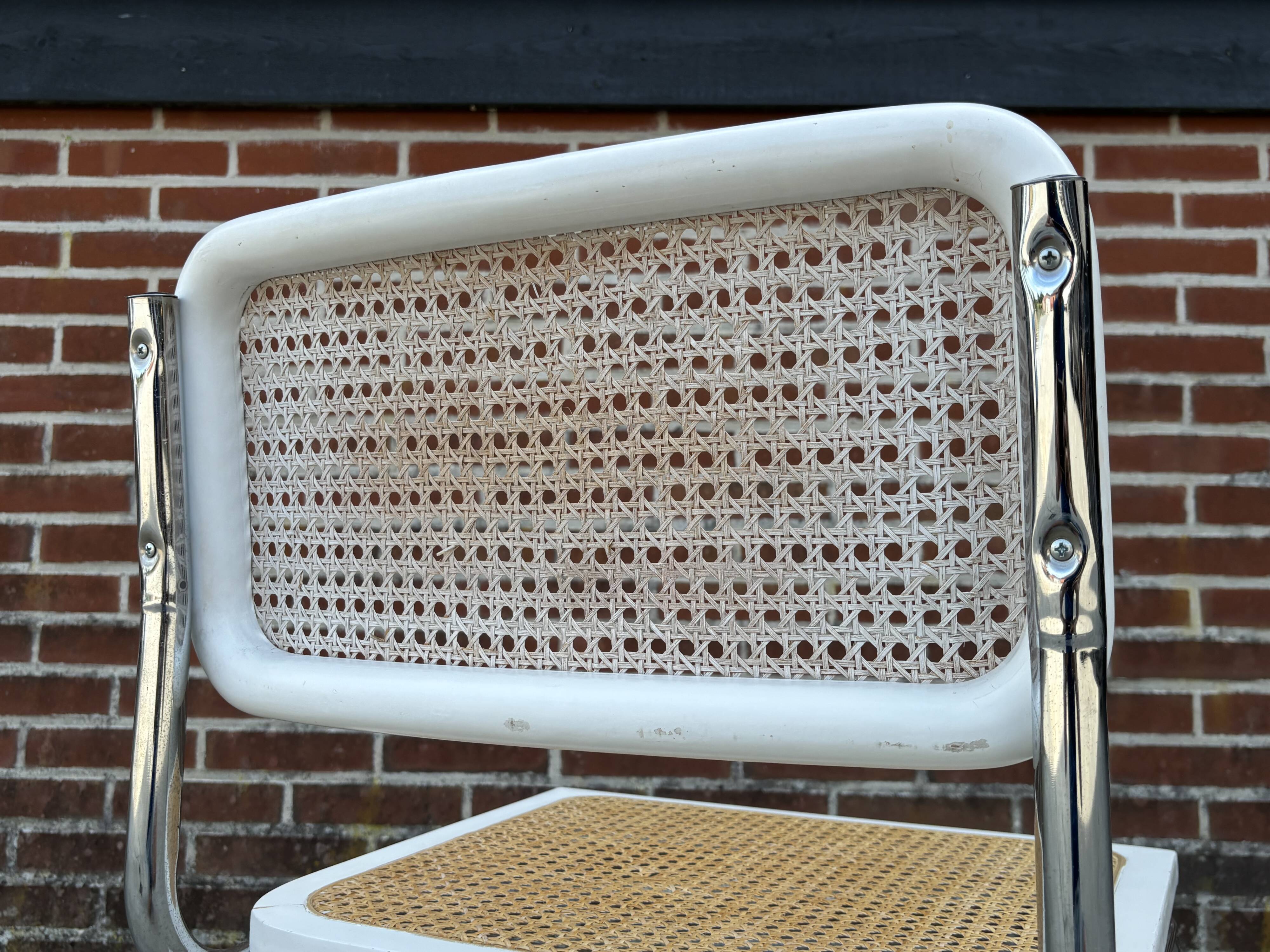 Cesca design chair model b32 in chrome white