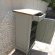 Vintage Parisian cupboard with 1 door, 1 drawer, reimagined in grey-green.