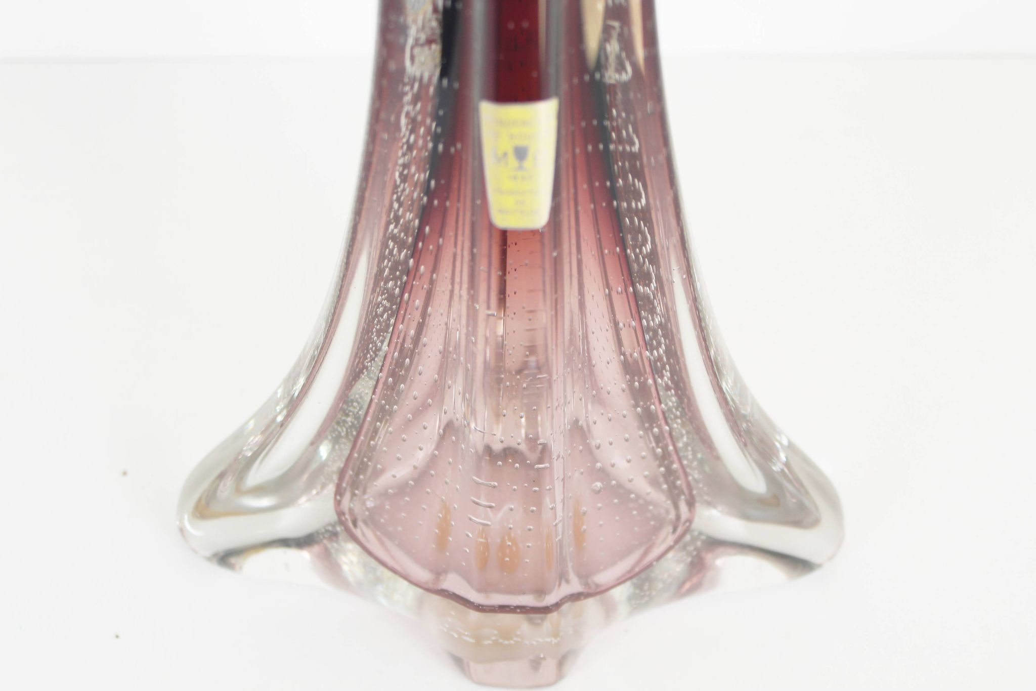 Vintage French crystal glass table lamp in the style of Val Saint Lambert