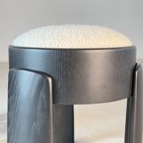 Pair of Black Ash Sculptural Stools with Dedar Milano Bouclé, by FORME