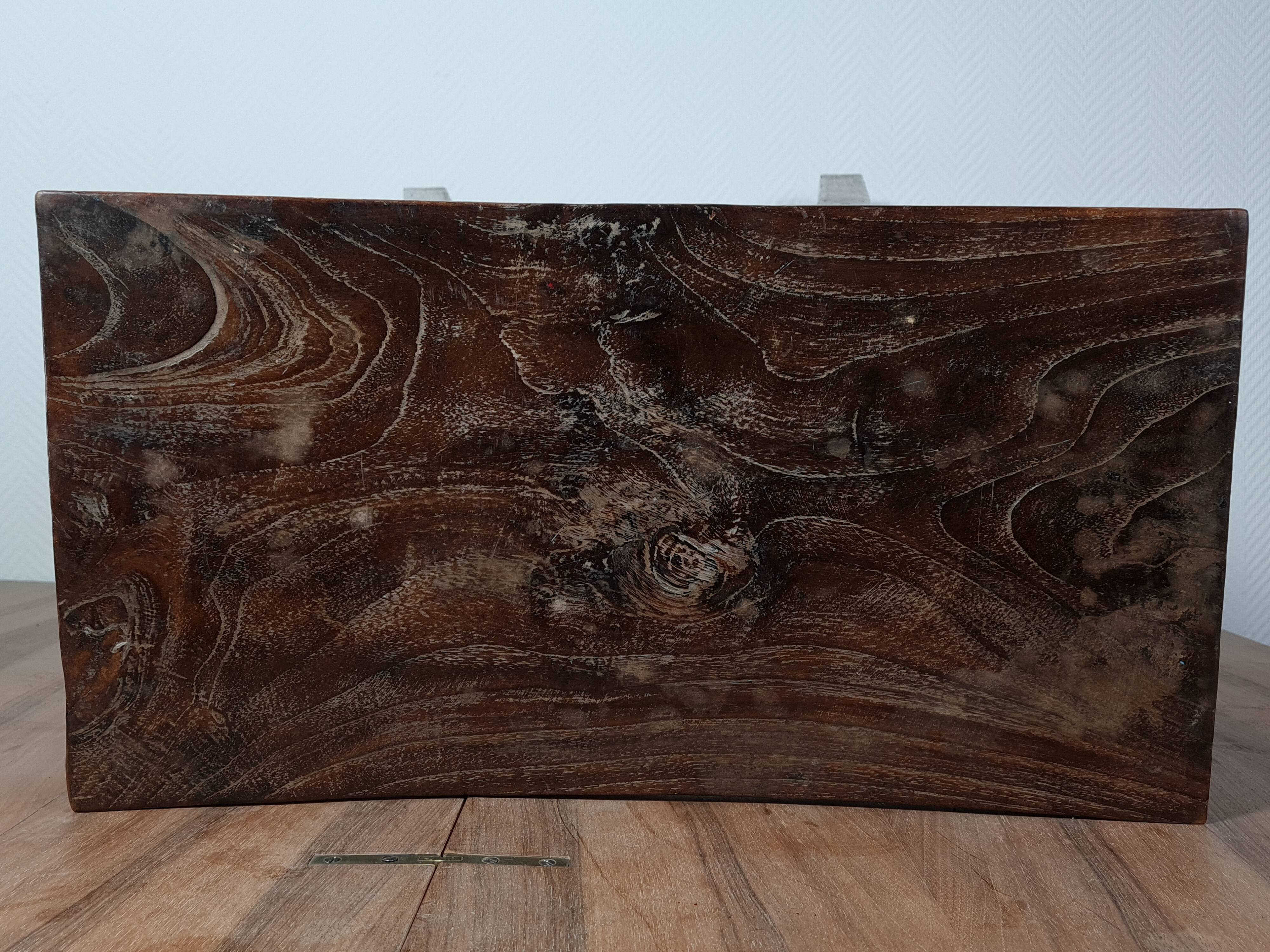 Pair of bar stool in cerused teak beautiful patina 74x50x26 cm.