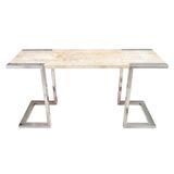 Console en métal chromé et travertin, italie, années 1970