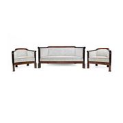 19th Century Biedermeier Mahogany Feather Two Armchairs and Sofa, Vienna