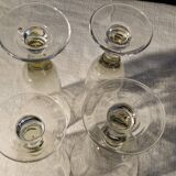 4 old blown glasses, 2 champagne flutes, 2 glasses
