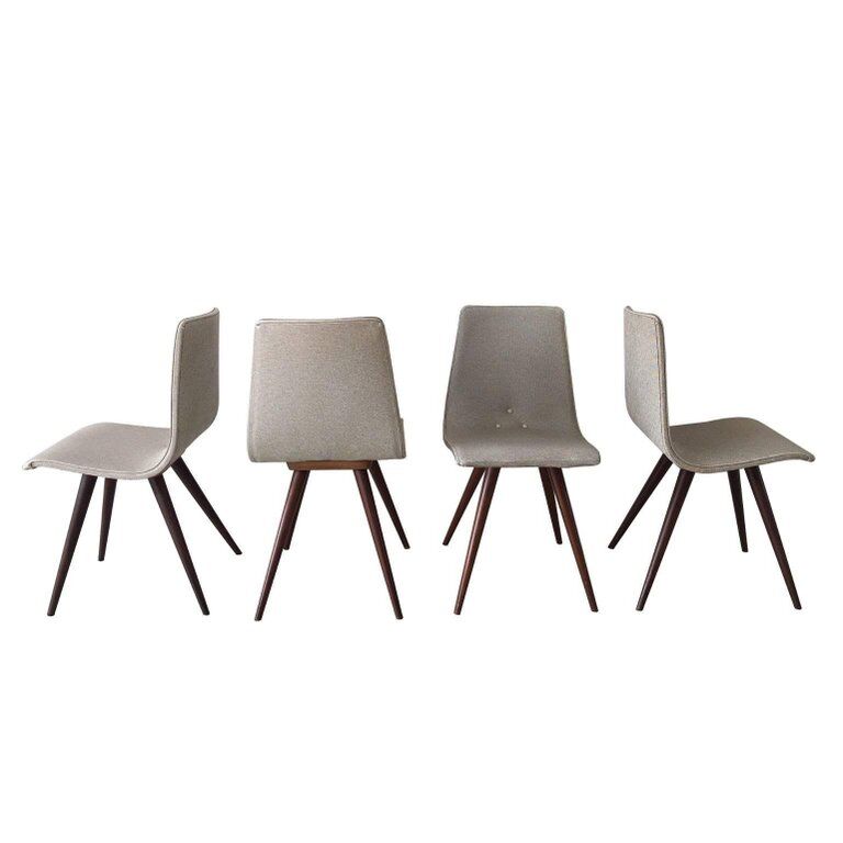 Ensemble de 4 chaises blanche et grise  années 1950