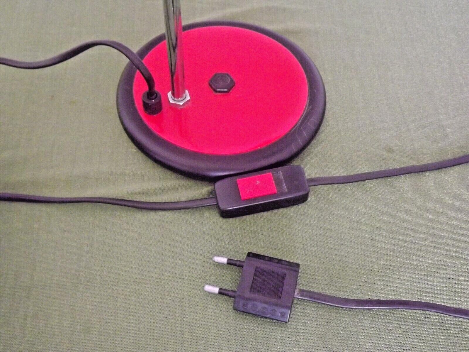 Adjustable vintage French desk lamp in red, black, silver & wood effect 3631