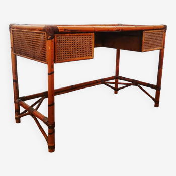 Rattan and cane desk