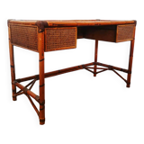 Rattan and cane desk