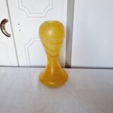 Vintage tulip shaped vase with flat base, in frosted (matte) blown glass