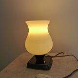 Mid Century Opaline Glass Table Lamp: Retro Bedside Lighting, 1960s Yugosla