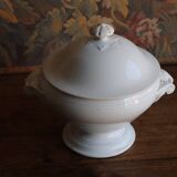 Antique white soup tureen in ironstone – Sarreguemines