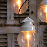Industrial lamp in glass and metal