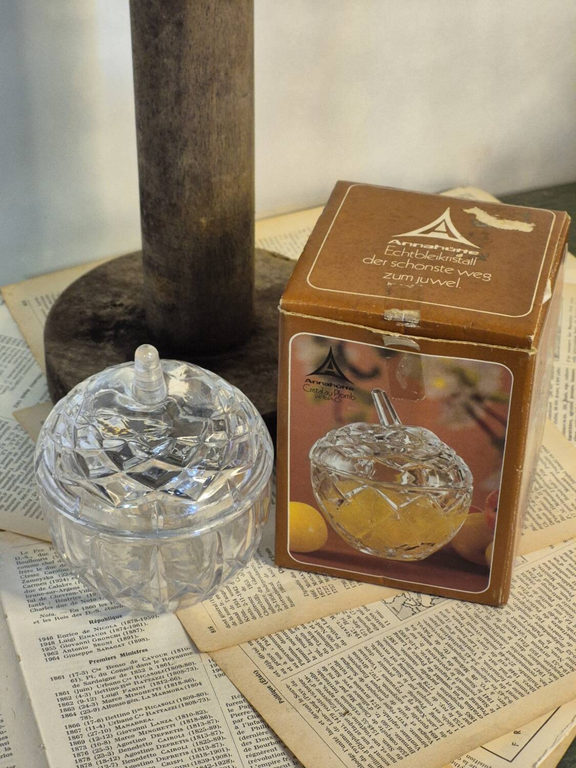 Vintage crystal apple candy box