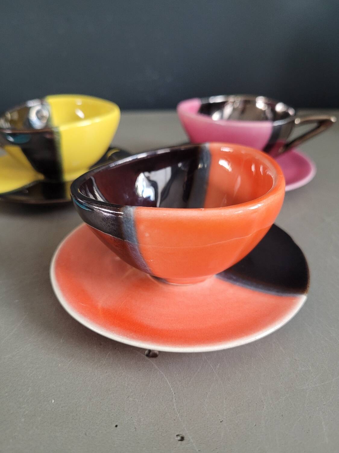 Set of 4 Vallauris coffee cups - Signed Luc Vallauris