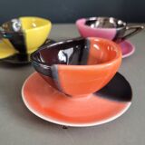 Lot de 4 tasses à café Vallauris- Signées Luc Vallauris