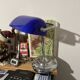 Lampe de banquier bleu/argent
