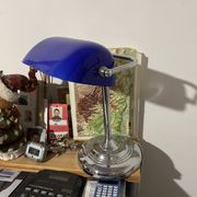 Lampe de banquier bleu/argent