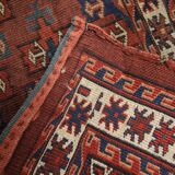 Antique Persian Turkmen Rug Handwoven Rust Wool Oriental Area Rug- 43x82cm