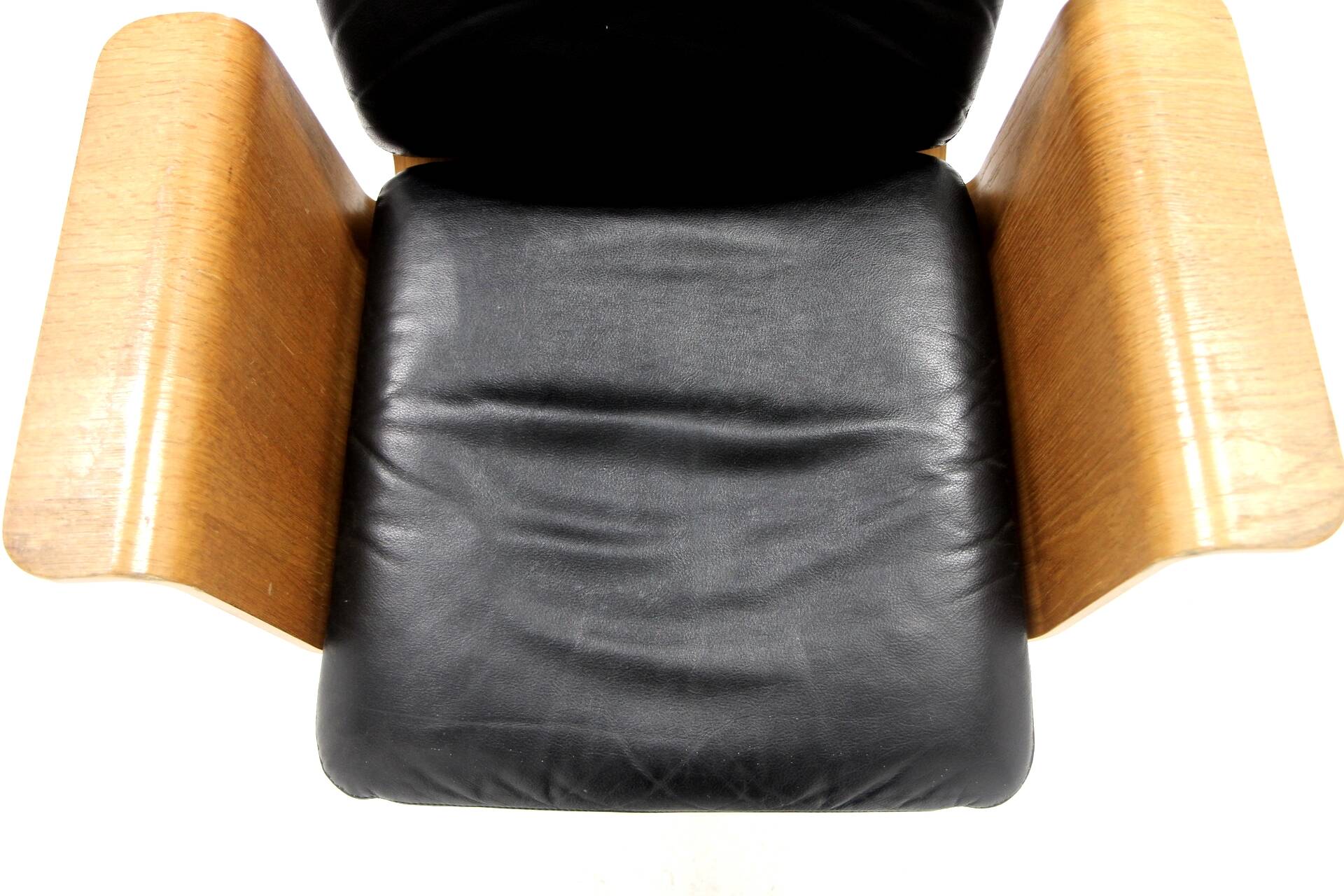 Scandinavian rotating leather armchair, Swivel, Sweden, 1970
