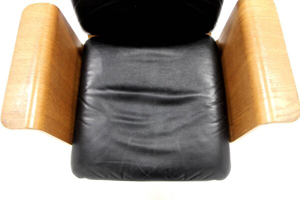 Fauteuil scandinave rotatif en cuir, Swivel, Suède, 1970