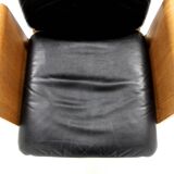 Scandinavian rotating leather armchair, Swivel, Sweden, 1970