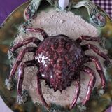 Barbotine earthenware crab plate