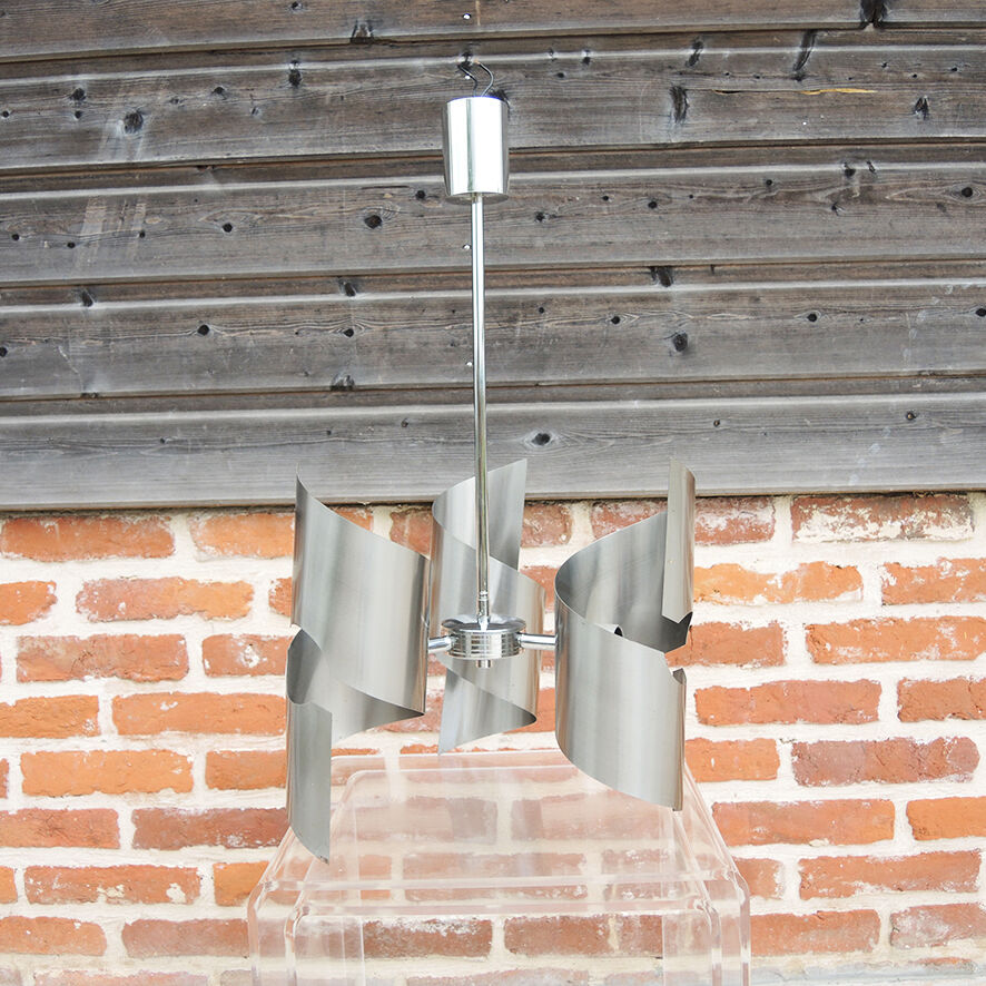 Vintage 3-bulb space age chandelier in aluminium