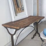 Bistro table/wooden top with cast iron legs