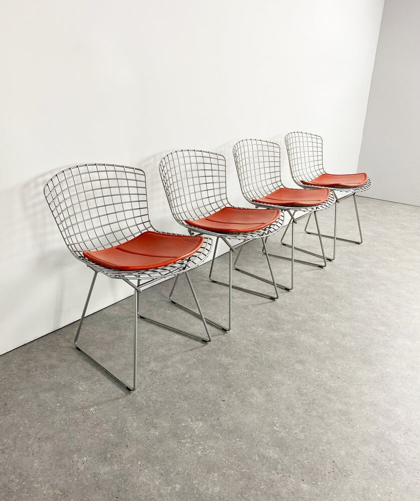 Set of 4 chrome side chairs by Harry Bertoia for Knoll