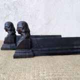 Pair of bust fireplace andirons Louise de La Vallière XIX