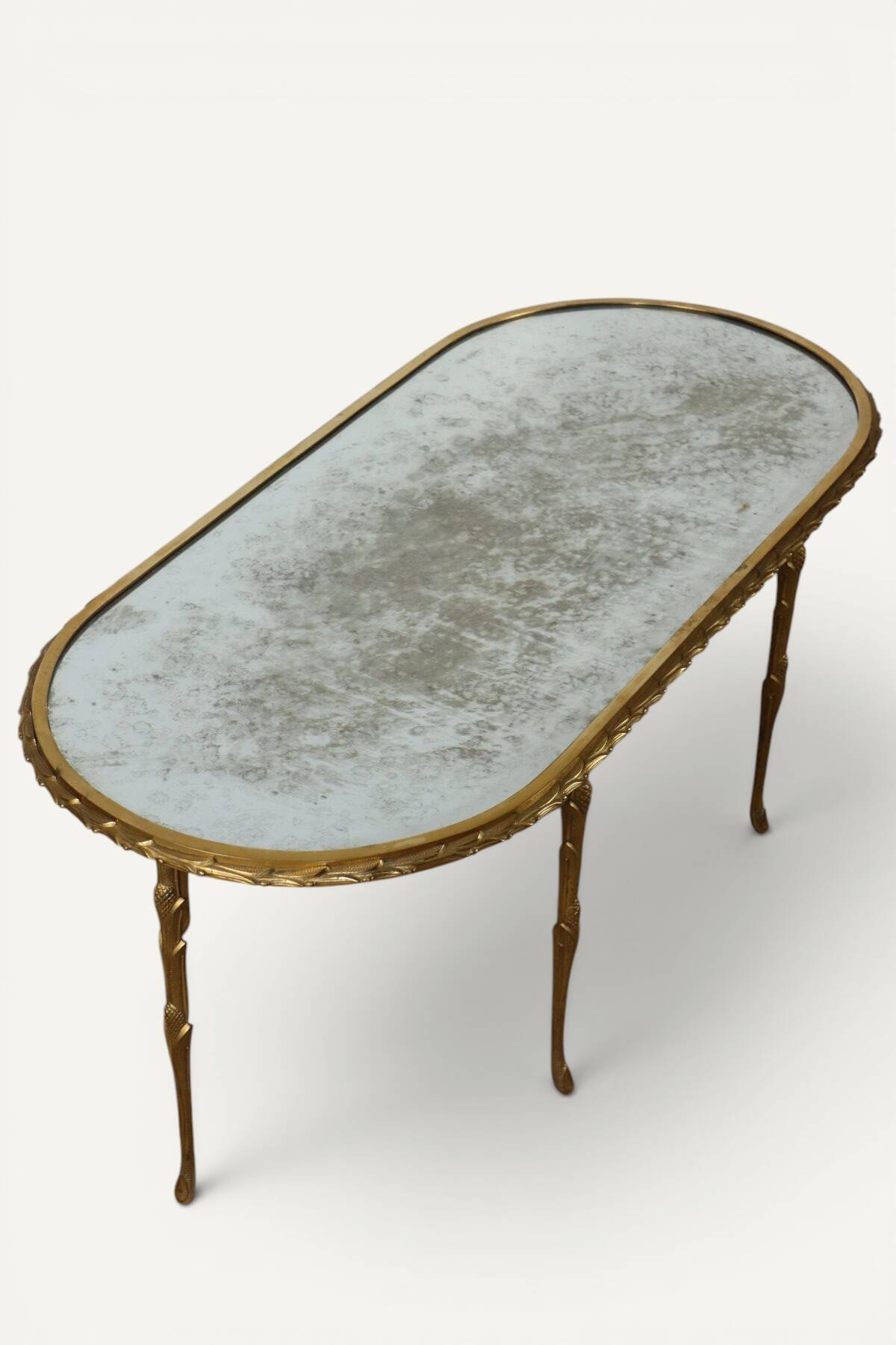 Maison Baguès coffee table in gilded bronze and aged mirror – 1950s